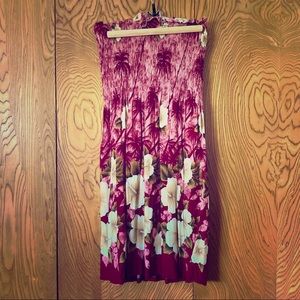 Pink Hawaiian print convertible dress